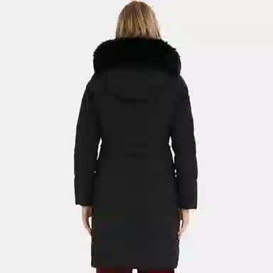 波司登 连帽中长款简约羽绒服 女款 黑色
