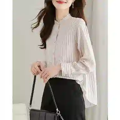 【dme】 立领条纹长袖衬衫 女款