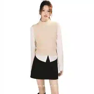 美洋 纯色立领短款马甲 女款 杏色