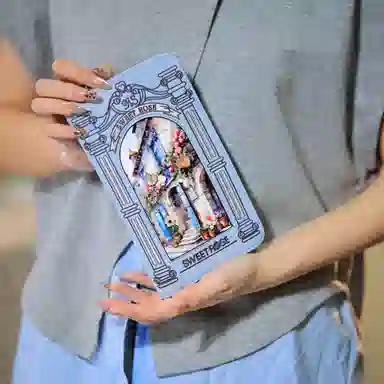 蒽薆 绣线印花工艺 牛皮配超纤 链条斜挎钱包 女款 多色