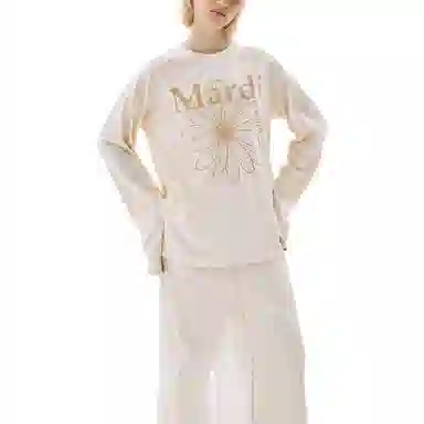 MARDI MERCREDI TSHIRT LONG SLEEVE FLOWERMARDI_BUTTER PEANUT FW25T