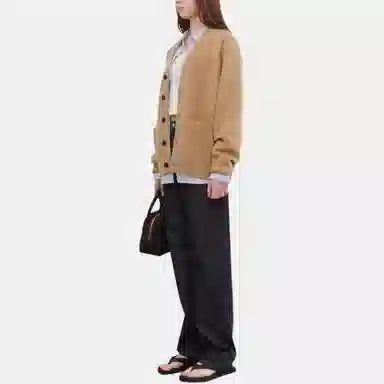 Dunst UNISEX BOYFRIEND KNIT CARDIGAN CAMEL