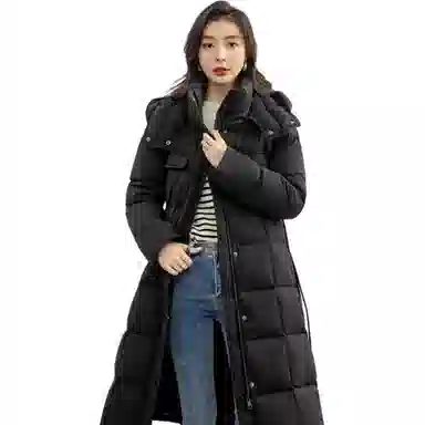 鸭鸭 长款连帽舒适保暖时尚休闲潮流羽绒服 女款