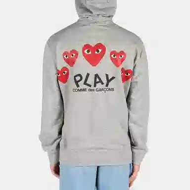 CDG Play Hoodie Grey