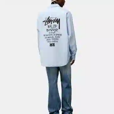 Stussy Wales Bonner FW25 POPLIN SHIRT logo