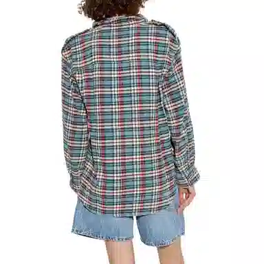 R13 Long Sleeve Checkered Shirt Blue