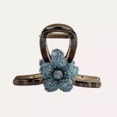 卡铂雅 蓝色花朵休闲设计港风气质复古镶钻极简高级感 发夹 女款