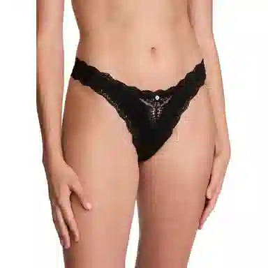 Victoria's Secret DREAM ANGELS Lace Thong Panty Black 1