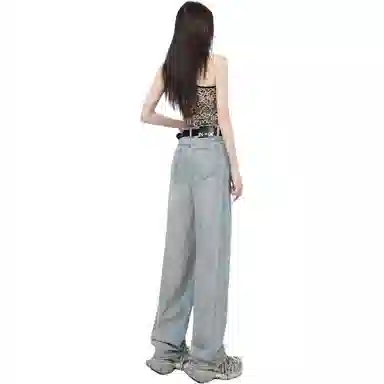 莫代尔 镰刀裁剪阔腿神裤 宽松现货显高阔腿裤长裤牛仔裤 女款