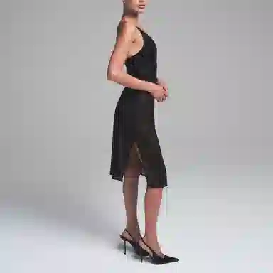 SKIMS SS25 Body Mesh Plunge Midi Dress Onyx