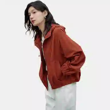 【dme】 纯色连帽拉链长袖夹克外套 女款