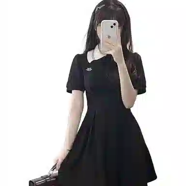 桴生 收腰显瘦仙女小个子纯欲绝美学院风短袖连衣裙 女款