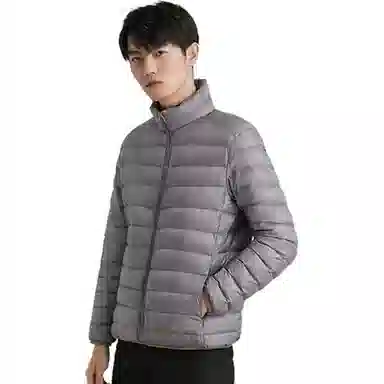 鸭鸭 纯色立领拉链休闲薄款羽绒服 男款