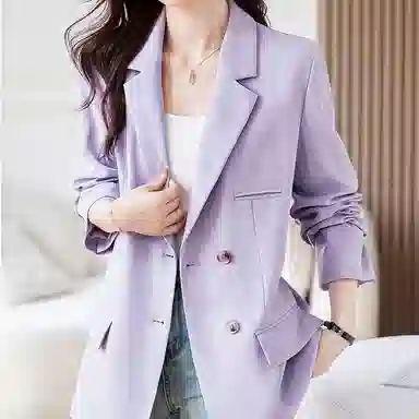 【dme】 纯色宽松西装领长袖外套西装 女款 薄雾紫色
