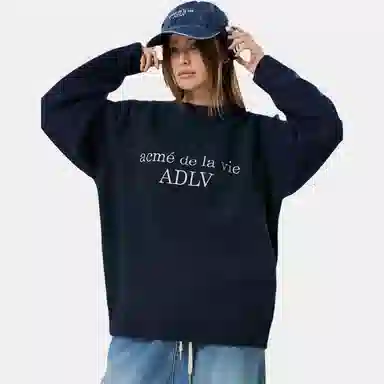 acme de la vie ADLV Basic Letter Jacquard Crewneck Sweater