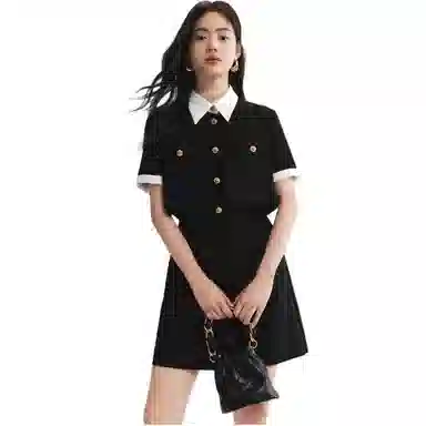 Peacebird Two-in-One Tweed Dress Black