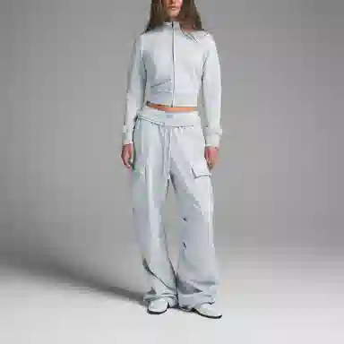 SKIMS SS25 BOYFRIEND FLEECE TRACK JACKET ZEN BLUE