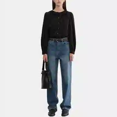 Dunst EXCLUSIVE VINTAGE RUFFLE BLOUSE BLACK