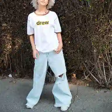 Drew House Ultra Wide Leg Jean Distressed Vintage Indigo