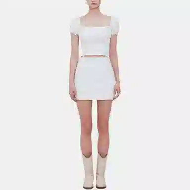 NOT YOUR ROSE SS25 Corset crop blouse (White)