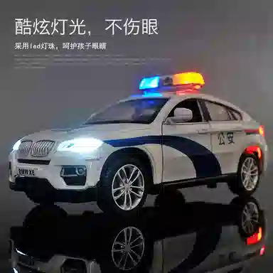 卡威 警察车 合金 回力车门可开灯光音效 成品模型