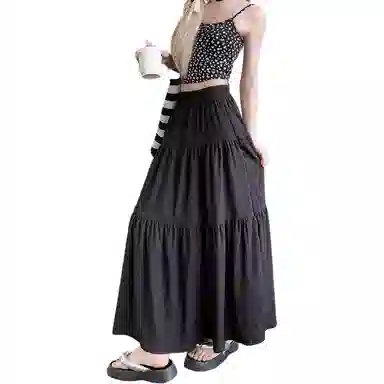 欧迪芬 韩系轻盈垂坠优雅舒适高腰显瘦温柔风休闲长裙 女款