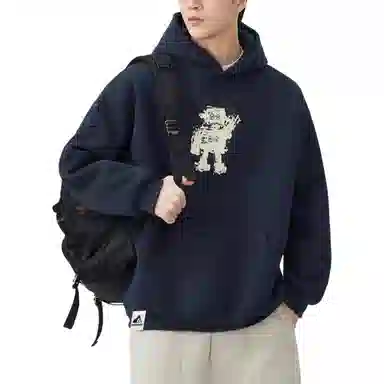 帝狼牛 潮牌小众美式复古高街宽松潮流百搭高级设计感连帽上衣 卫衣 男女同款