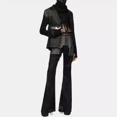 Rick Owens RO Flared Mid-Rise Zip Pants Black