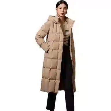 坦博尔 长款连帽商务保暖羽绒服 女款