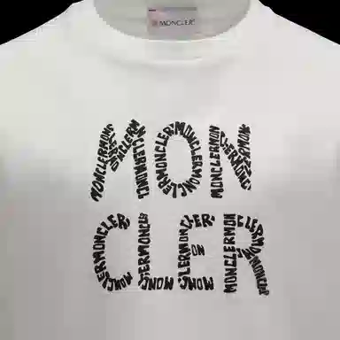 Moncler Kids FW22 Logo Print T-Shirt Cream White