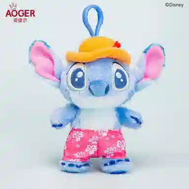 澳捷尔 迪士尼 史迪奇夏日度假系列 冰激凌吉他草帽款 玩偶周边