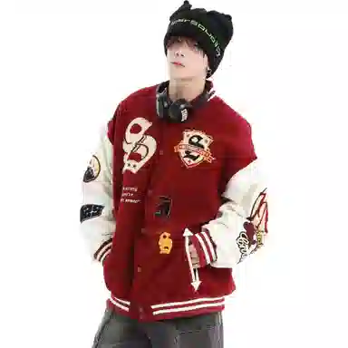 JIMI&JONS Embroidered Badge Baseball Jacket