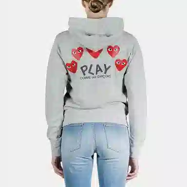 CDG Play Hoodie Grey