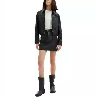 COACH FW25 Zip-Up Checkered Leather Jacket