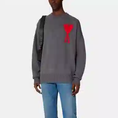 AMIPARIS Logo Crewneck Sweater Grey