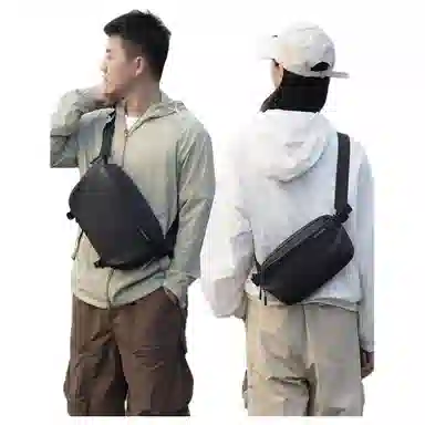 泰克森 休闲磁吸扣 牛津纺 胸包 男女同款情侣款 黑色/灰色