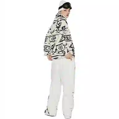 中国李宁 阿勒泰岩画元素开衫摇粒绒卫衣 男女同款 淡古黄满印