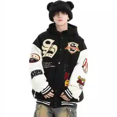 JIMI&JONS Embroidered Badge Baseball Jacket