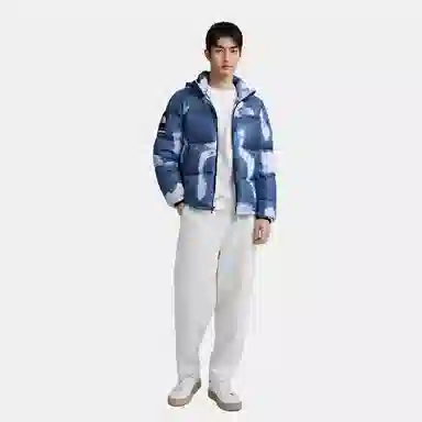 Supreme x THE NORTH FACE FW21 TNF Bleached Denim Print Nuptse Jacket