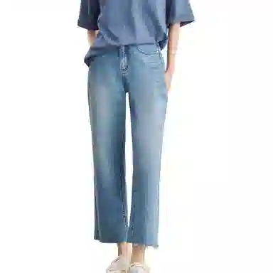 美洋 怀旧毛边牛仔裤 女款 蓝色