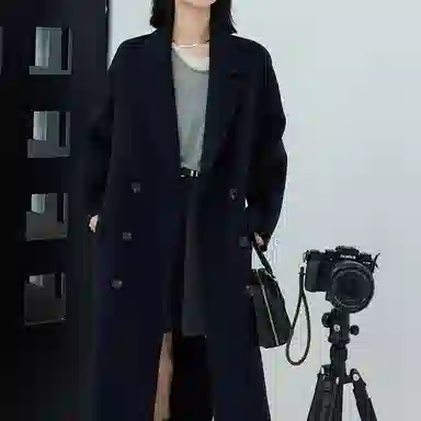 美洋 全羊毛双排扣双面呢大衣 女款