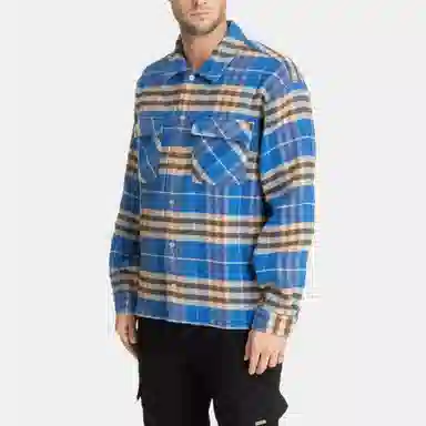 REPRESENT Long Sleeve Checkered Shirt Blue