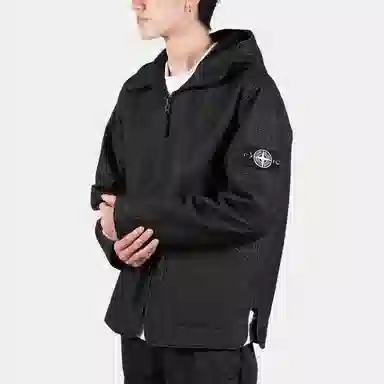 Stone Island White Label Reflective Hooded Jacket Black