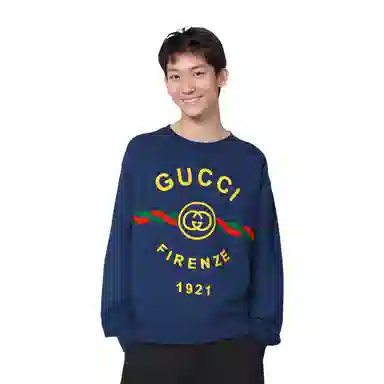 Gucci Logo Long Sleeve Sweatshirt Blue