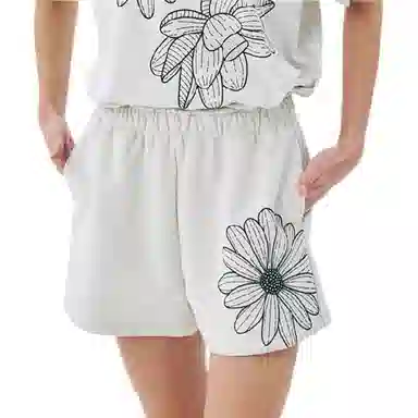 MARDI MERCREDI SS25 SWEAT SHORTS FLOWER_OATMEAL BLACK