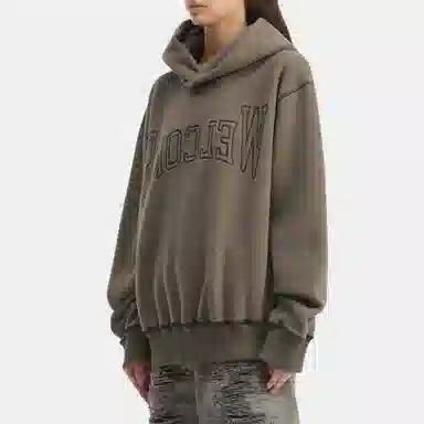 MM6 Maison Margiela Lettered Suede Hoodie