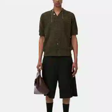 ADER ERROR SS25 V-Neck Tassel Embroidered Knit Tee Black