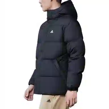 adidas Letter Print Down Hoodie Black