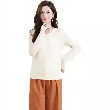 恒源祥 圆领开衫纯色薄款长袖针织衫 女款
