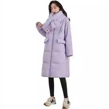 鸭鸭 纯色中长款立领加厚长袖羽绒服 女款